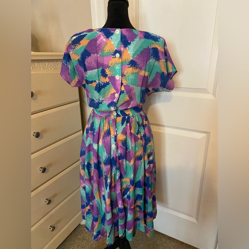 Vintage late 80s/early 90s Tulip Tops Abstract Multicolor Dress Shoulder Pads - Picture 2 of 3